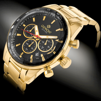 Zegarek Męski Giewont Chronograph Sapphire Złoto Czarny GW9140-B4 - 2
