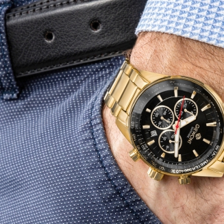 Zegarek Męski Giewont Chronograph Sapphire Złoto Czarny GW9140-B4 - 4