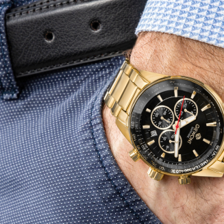 Zegarek Męski Giewont Chronograph Sapphire Złoto Czarny GW9140-B4 - 4