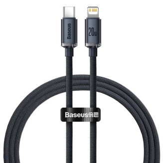 Kabel USB-C do Lightning Baseus Crystal, 20W, PD, 1.2m (czarny) - 2