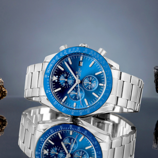 Zegarek Męski Giewont Chronograph Sapphire Srebrno Niebieski GW8720-B3 - 5