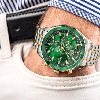 Zegarek Męski Giewont Chronograph Sapphire Srebrno Zielony GW7290-B7 - 3