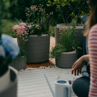 Duża donica samo-nawadniająca okrągła Urbalive Berberis szaro-brązowy 46 cm - 3