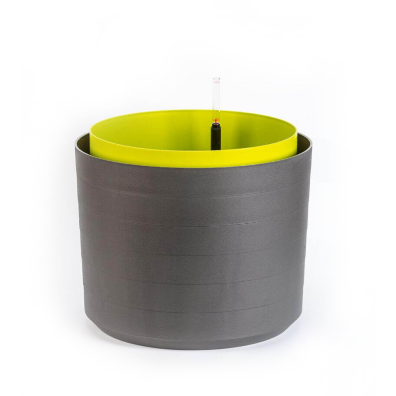 Duża donica samo-nawadniająca okrągła Urbalive Berberis szaro-brązowy 46 cm