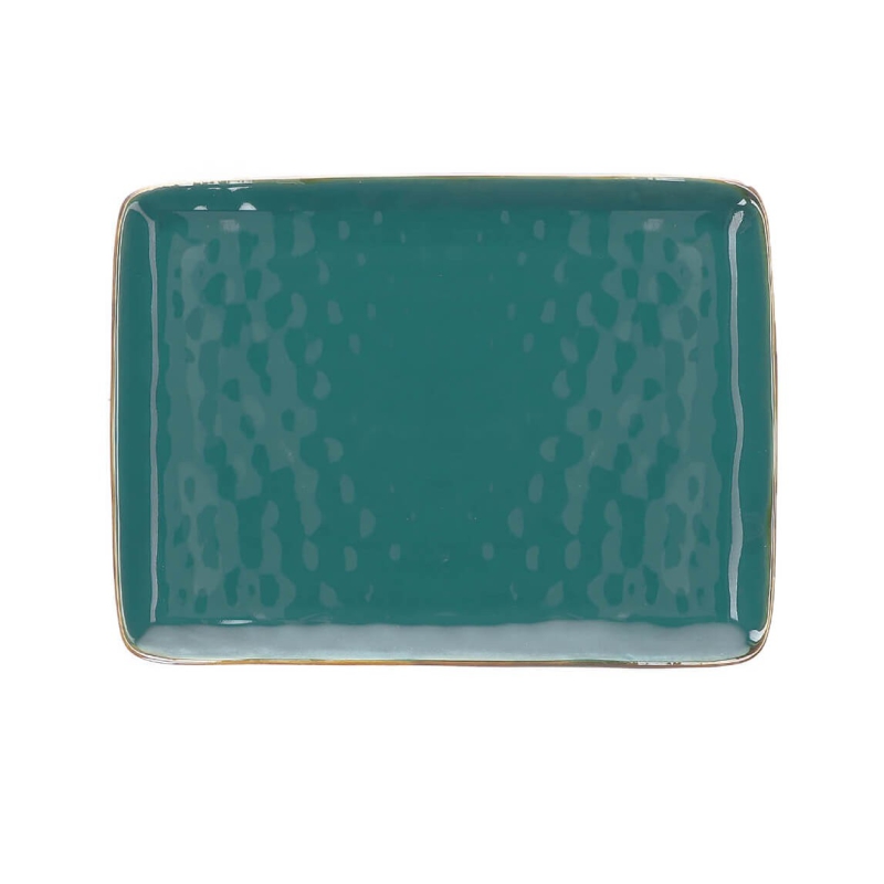  Rose&Tulipani | Concerto Ottanio rectangular plate - Blue-green, 36 x 26.5 cm