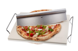 Zestaw nóż do pizzy + kamień ze stojakiem Gefu Darioso prostokątny