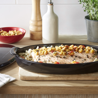 Naczynie do gotowania ryb na parze Emile Henry Papillote 42 x 25 cm czarne - 6