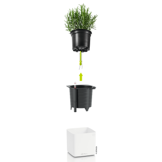  Lechuza Cube Glossy 14 herb pot | 16 white gloss - 2