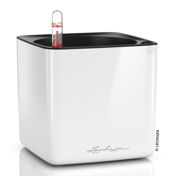  Lechuza Cube Glossy 14 herb pot | 16 white gloss