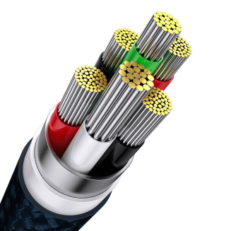 Kabel USB 3w1 Baseus Flash Series, USB-C + micro USB + Lightning, 66W, 1.2m (niebieski) - 7