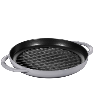 Żeliwna patelnia grillowa Staub z dwoma uchwytami 26 cm graphite grey | CENA SPECJALNA