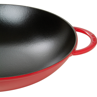 Wok żeliwny z pokrywką Staub - Czerwony, 37 cm | JESIENNA PROMOCJA - 2