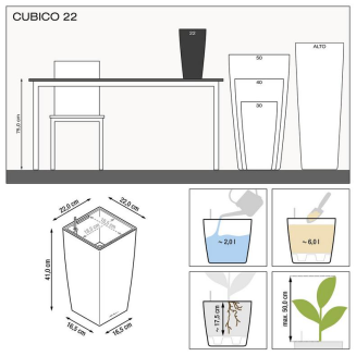 Donica Lechuza Cubico Premium 22 | 30 | 40 | 50 srebrny metallic - 5