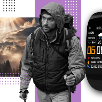 Smartwatch GIEWONT Czarno Jasnofioletowy 2 Paski GW200-8 - 10