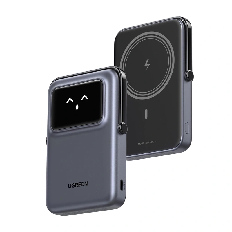 Powerbank magnetyczny 10000mAh Ugreen Uno PB572, Qi 7.5W (szary)