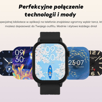 Smartwatch Damski GRAVITY GT15-12 Granatowy Pasek Silikonowy + Czarna Bransoleta - 14