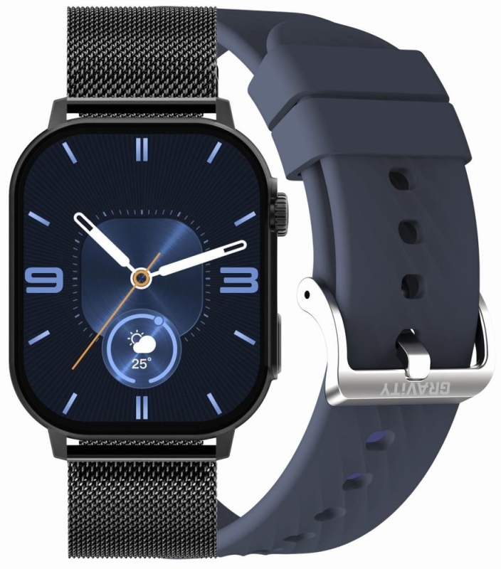 Smartwatch Damski GRAVITY GT15-12 Granatowy Pasek Silikonowy + Czarna Bransoleta