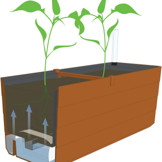 PLASTIA BERBERIS Donica samonawadniająca prostokątna 60x20 cm szaro-brązowy - 3