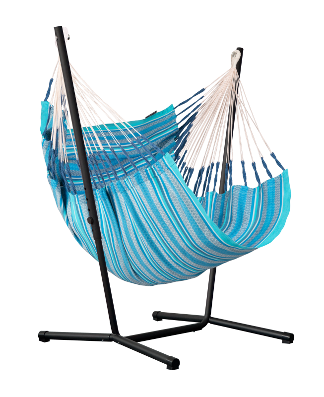 Fotel hamakowy ze stojakiem La Siesta Fiji Organic Azure Comfort
