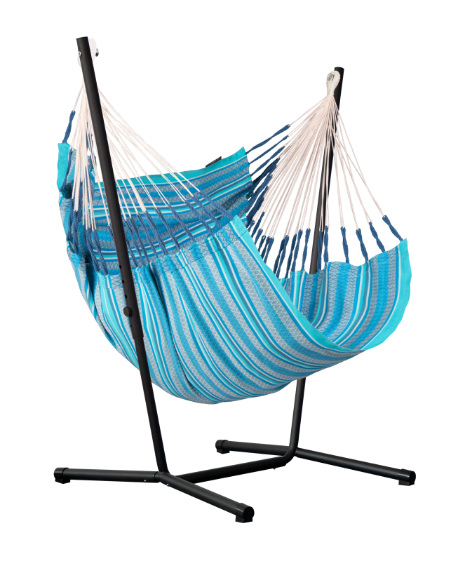 Fotel hamakowy ze stojakiem La Siesta Fiji Organic Azure Comfort