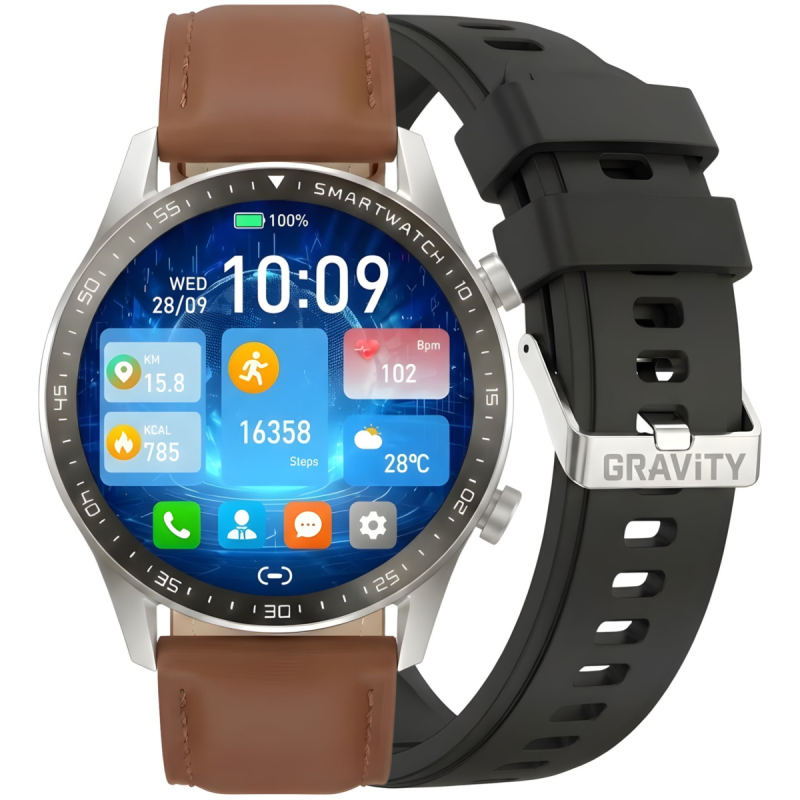 Smartwatch Gravity Srebrny 2 Paski GT10-8