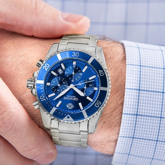 Zegarek Męski Giewont Chronograph Sapphire Srebrno Niebieski GW3970-B3 - 3