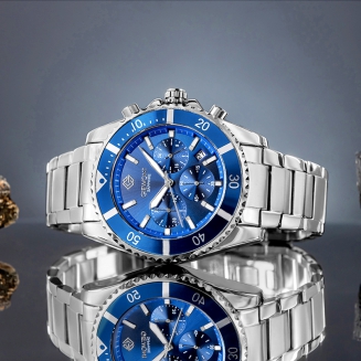 Zegarek Męski Giewont Chronograph Sapphire Srebrno Niebieski GW3970-B3 - 5