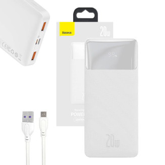 Powerbank BASEUS Bipow 10000mAh 20W 2xUSB USB-C (biały) - 5