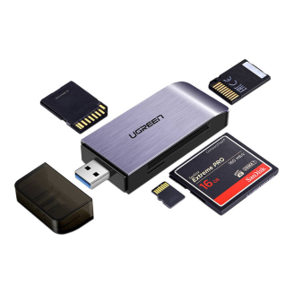Adapter USB 4 w 1 UGREEN czytnik kart SD + microSD  CM180(srebrny) - 4