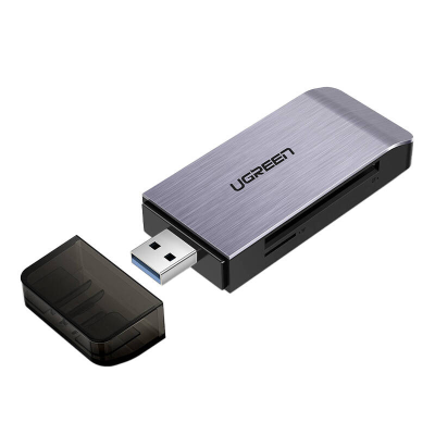 Czytnik kart UGREEN CM180 USB 4w1 SD/microSD/CF/MS (srebrny)