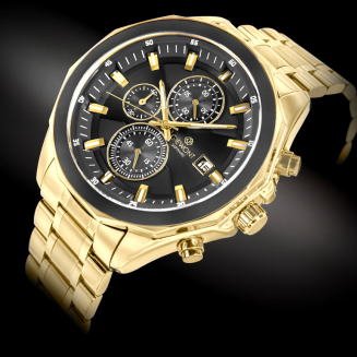 Zegarek Męski Giewont Chronograph Sapphire Złoto Czarny GW7290-B4 - 2