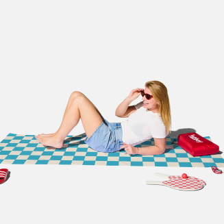 Ręcznik plażowy z poduszką Fatboy Beach Baggy XL Chess Azur - 6