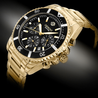 Zegarek Męski Giewont Chronograph Sapphire Złoto Czarny GW3970-B7 - 2