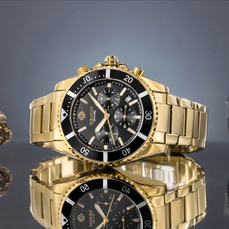 Zegarek Męski Giewont Chronograph Sapphire Złoto Czarny GW3970-B7 - 5