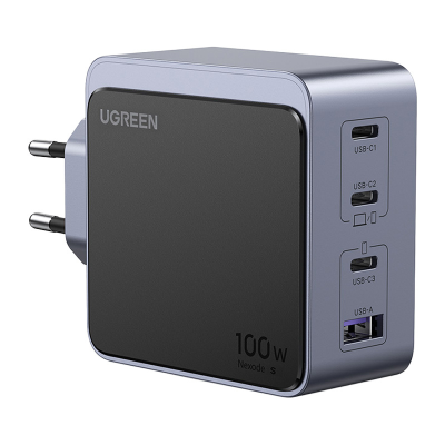 Ładowarka sieciowa UGREEN Nexode S 100W 3xUSB-C USB (szara)