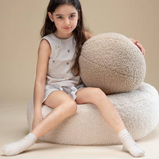  Wigiwama Ottoman Cream White Children's Pouf - 3