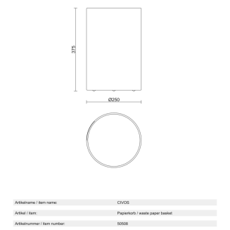 Kosz Zack Civos czarny 37 cm - 5