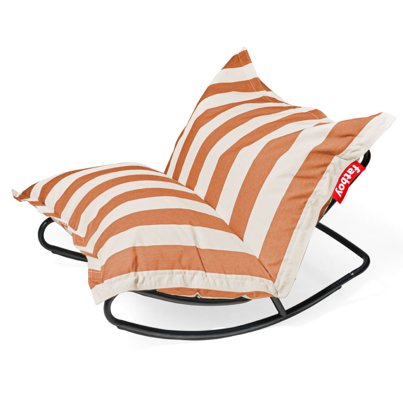 Pufa Fatboy The Original Outdoor Stripe Orange Creme + Fotel bujany do puf Rock 'n Roll Black | PROMOCJA 15%