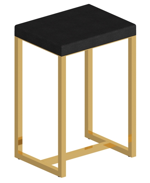 Taboret łazienkowy Pombo Tetris R złoty z czarnym siedziskiem