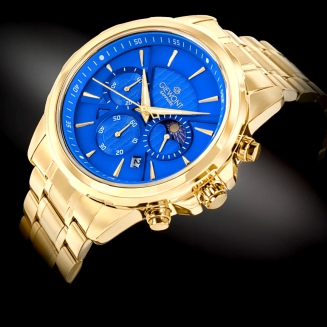 Zegarek Męski Giewont Chronograph Sapphire Złoto Niebieski GW9460-B5 - 2