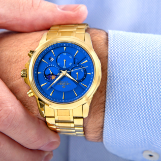Zegarek Męski Giewont Chronograph Sapphire Złoto Niebieski GW9460-B5 - 4