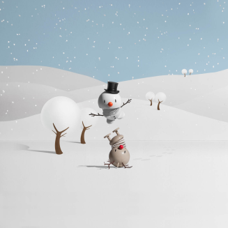 Figurine Hoptimist Snowman S White - 6