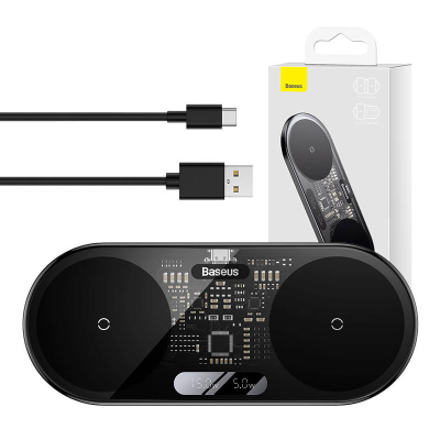 Ładowarka indukcyjna BASEUS Digital LED Display 20W Qi 2w1