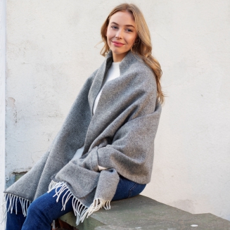 Szal z kieszeniami Lapuan Kankurit ARVO white-melange grey 60x180 cm - 3