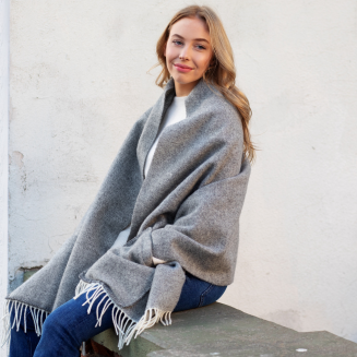 Szal z kieszeniami Lapuan Kankurit ARVO white-melange grey 60x180 cm - 3