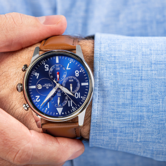 Zegarek Męski Giewont Chronograph Sapphire Brązowo Niebieski GW5630-A6 - 4