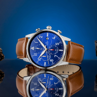 Zegarek Męski Giewont Chronograph Sapphire Brązowo Niebieski GW5630-A6 - 5
