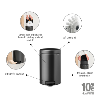 Kosz łazienkowy Brabantia NewIcon 12l Confident Grey - 11