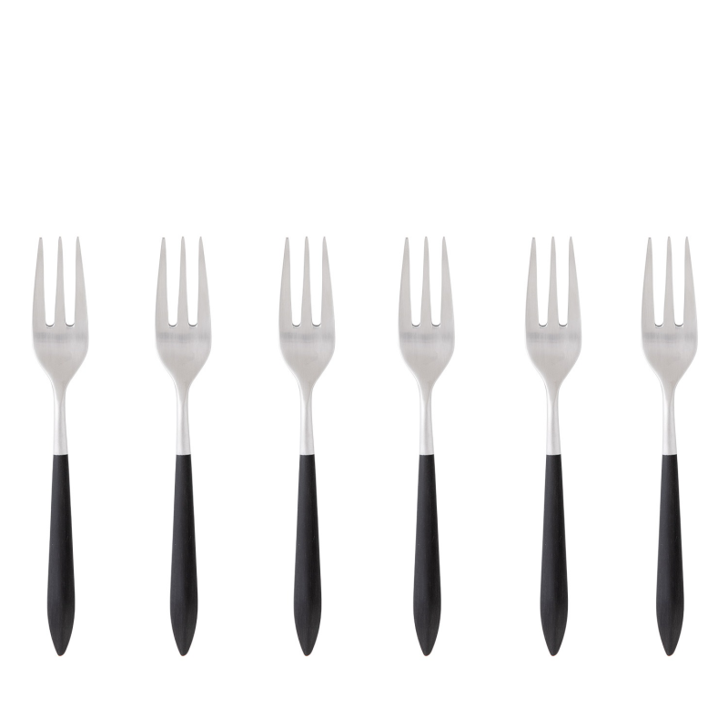 Zestaw 6 widelczyków do ciasta Casa Bugatti Ares Black Matt