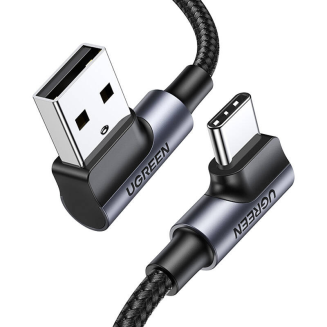 UGREEN US176 USB-A-USB-C Cable 1m Angled (Black) - 4